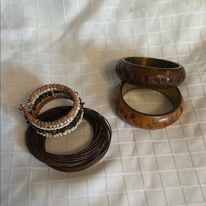 Brown and Gold Bangle Set